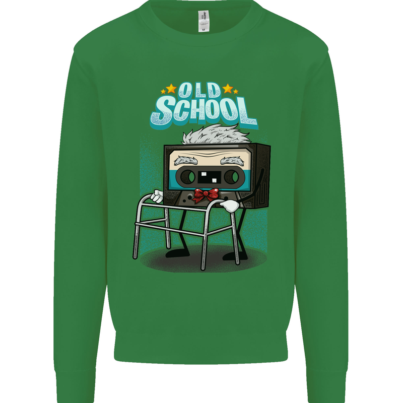 Old School 80s Music Cassette Retro 90s Kids Sweatshirt Jumper Irish Green