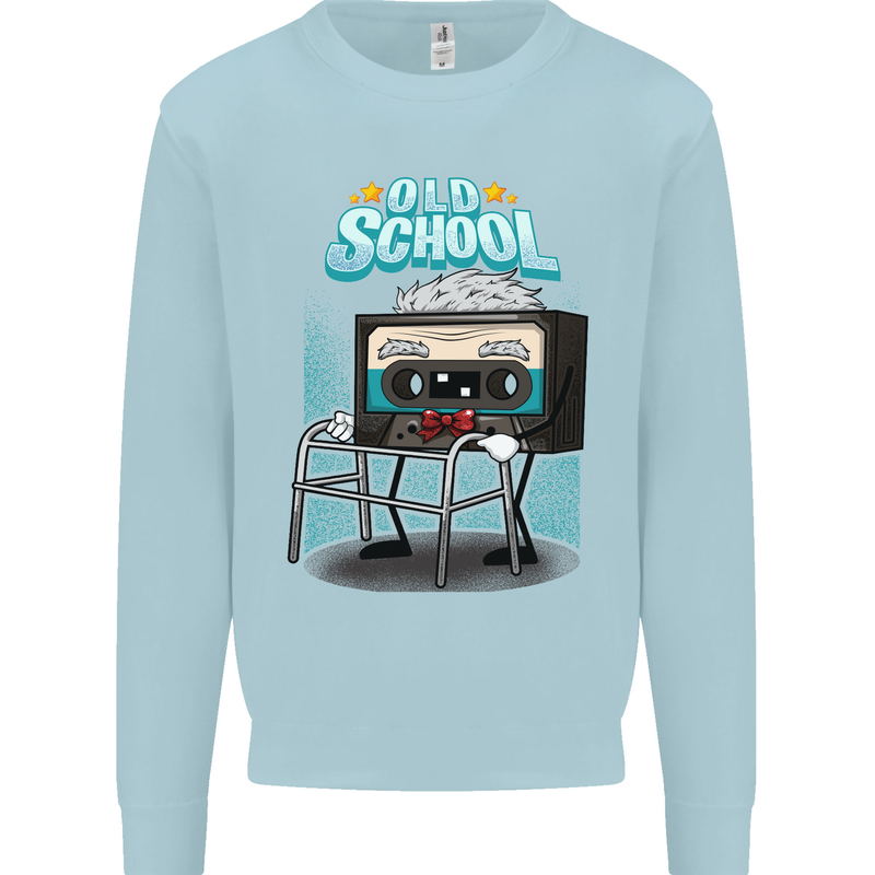Old School 80s Music Cassette Retro 90s Kids Sweatshirt Jumper Light Blue