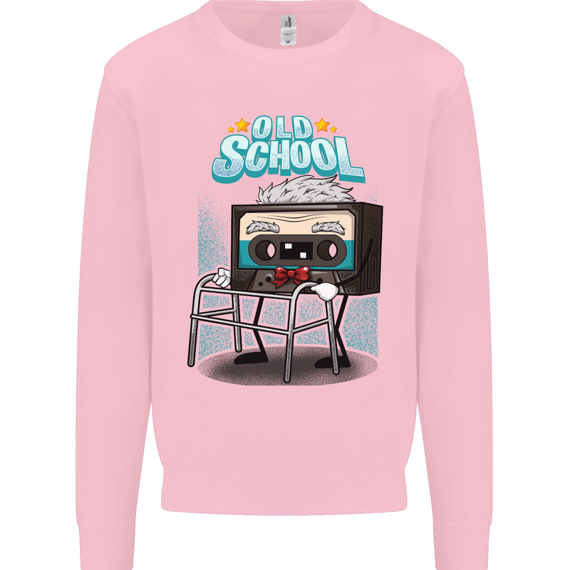 Old School 80s Music Cassette Retro 90s Kids Sweatshirt Jumper Light Pink