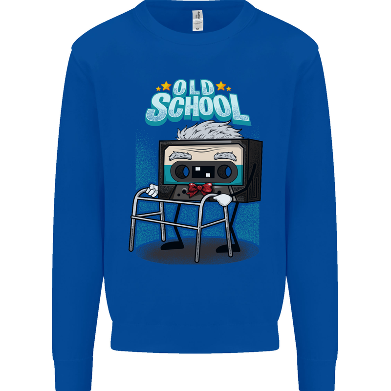 Old School 80s Music Cassette Retro 90s Kids Sweatshirt Jumper Royal Blue