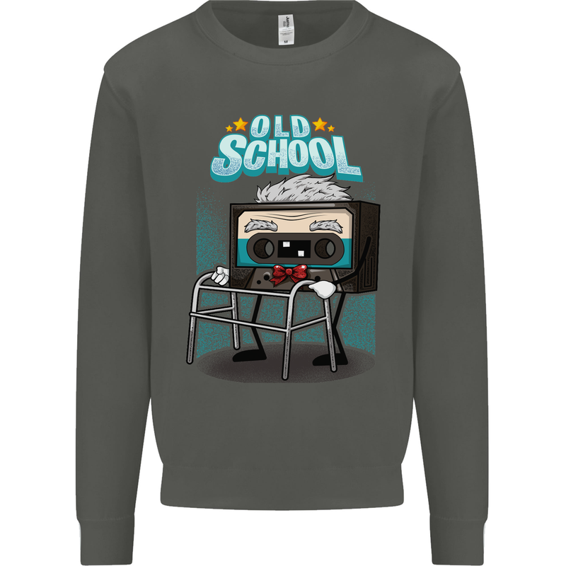 Old School 80s Music Cassette Retro 90s Kids Sweatshirt Jumper Storm Grey