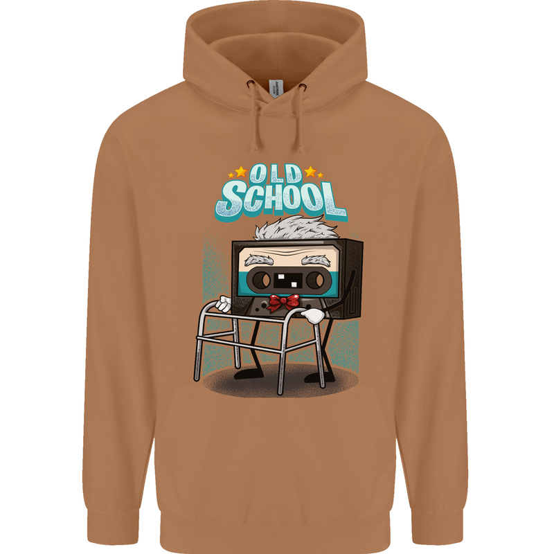 Old School 80s Music Cassette Retro 90s Mens 80% Cotton Hoodie Caramel Latte