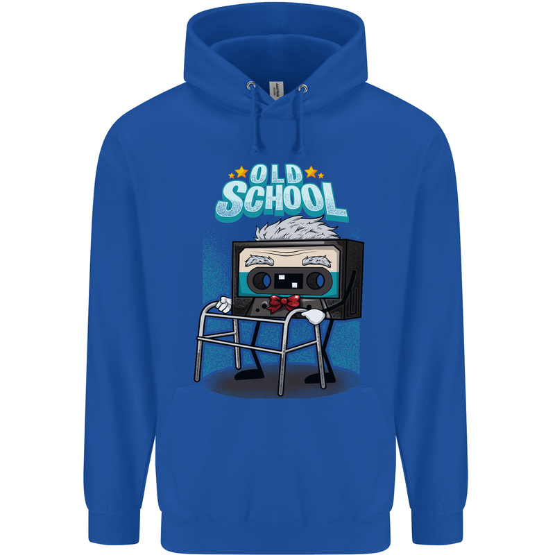 Old School 80s Music Cassette Retro 90s Mens 80% Cotton Hoodie Royal Blue