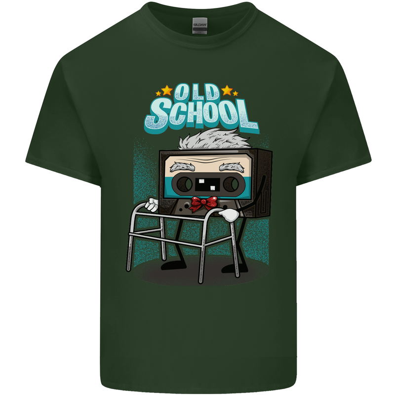 Old School 80s Music Cassette Retro 90s Mens Cotton T-Shirt Tee Top Forest Green