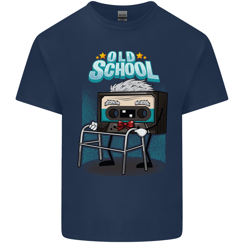 Old School 80s Music Cassette Retro 90s Mens Cotton T-Shirt Tee Top Navy Blue