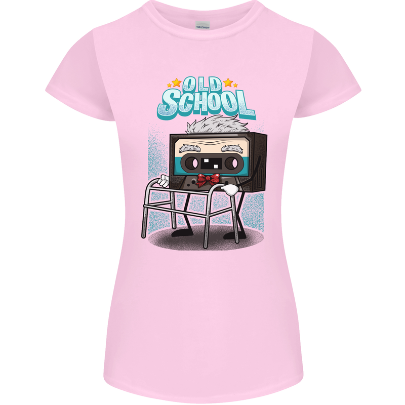 Old School 80s Music Cassette Retro 90s Womens Petite Cut T-Shirt Light Pink