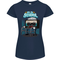 Old School 80s Music Cassette Retro 90s Womens Petite Cut T-Shirt Navy Blue