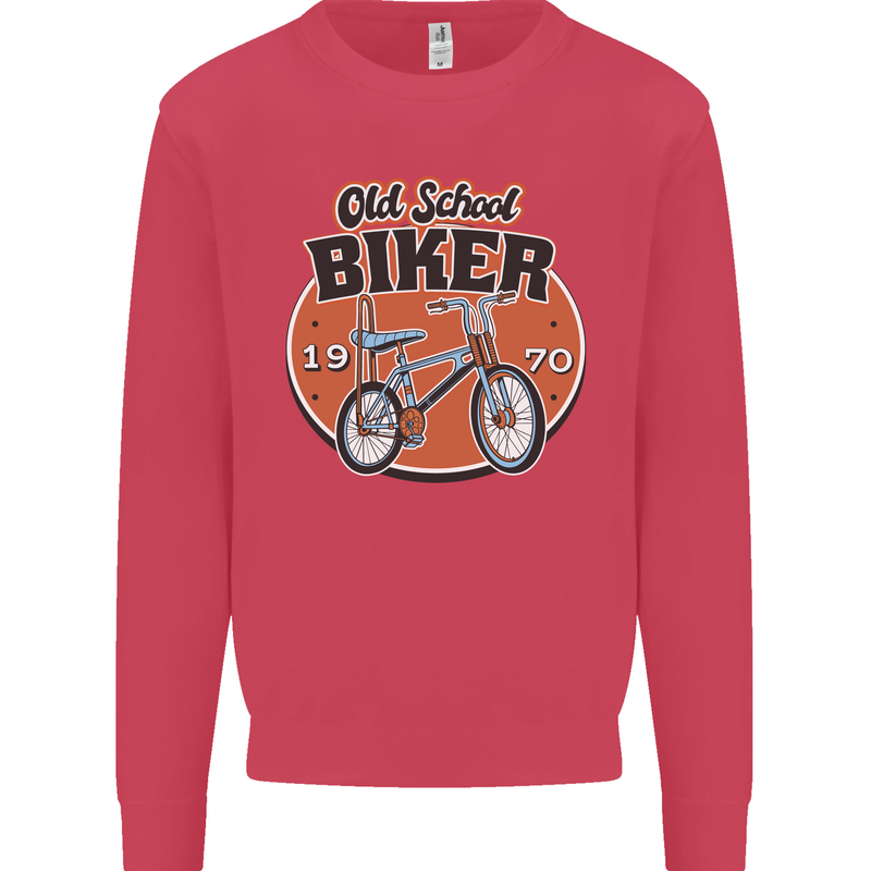 Old School Biker Bicycle Chopper Cycling Kids Sweatshirt Jumper Heliconia