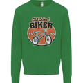 Old School Biker Bicycle Chopper Cycling Kids Sweatshirt Jumper Irish Green