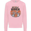 Old School Biker Bicycle Chopper Cycling Kids Sweatshirt Jumper Light Pink