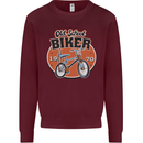 Old School Biker Bicycle Chopper Cycling Kids Sweatshirt Jumper Maroon
