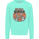 Old School Biker Bicycle Chopper Cycling Kids Sweatshirt Jumper Peppermint