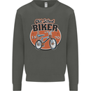 Old School Biker Bicycle Chopper Cycling Kids Sweatshirt Jumper Storm Grey