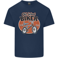 Old School Biker Bicycle Chopper Cycling Kids T-Shirt Childrens Navy Blue