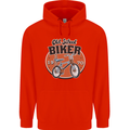 Old School Biker Bicycle Chopper Cycling Mens 80% Cotton Hoodie Bright Red