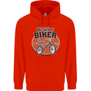 Old School Biker Bicycle Chopper Cycling Mens 80% Cotton Hoodie Bright Red