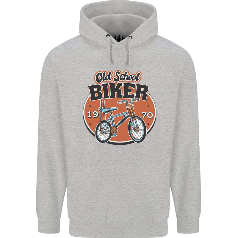 Old School Biker Bicycle Chopper Cycling Mens 80% Cotton Hoodie Sports Grey