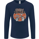Old School Biker Bicycle Chopper Cycling Mens Long Sleeve T-Shirt Navy Blue