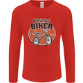 Old School Biker Bicycle Chopper Cycling Mens Long Sleeve T-Shirt Red
