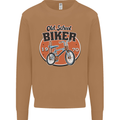 Old School Biker Bicycle Chopper Cycling Mens Sweatshirt Jumper Caramel Latte