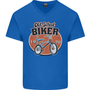 Old School Biker Bicycle Chopper Cycling Mens V-Neck Cotton T-Shirt Royal Blue