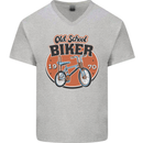 Old School Biker Bicycle Chopper Cycling Mens V-Neck Cotton T-Shirt Sports Grey
