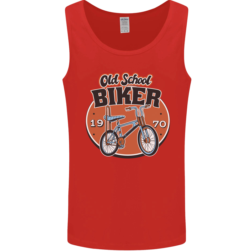 Old School Biker Bicycle Chopper Cycling Mens Vest Tank Top Red