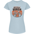 Old School Biker Bicycle Chopper Cycling Womens Petite Cut T-Shirt Light Blue
