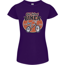Old School Biker Bicycle Chopper Cycling Womens Petite Cut T-Shirt Purple