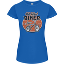 Old School Biker Bicycle Chopper Cycling Womens Petite Cut T-Shirt Royal Blue
