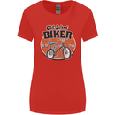 Old School Biker Bicycle Chopper Cycling Womens Wider Cut T-Shirt Red