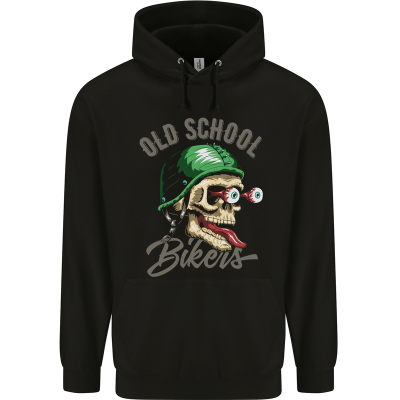 Old School Biker Motorcycle Motorbike Funny Mens Hoodie Black
