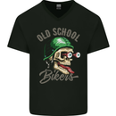 Old School Biker Motorcycle Motorbike Funny Mens V-Neck Cotton T-Shirt Black