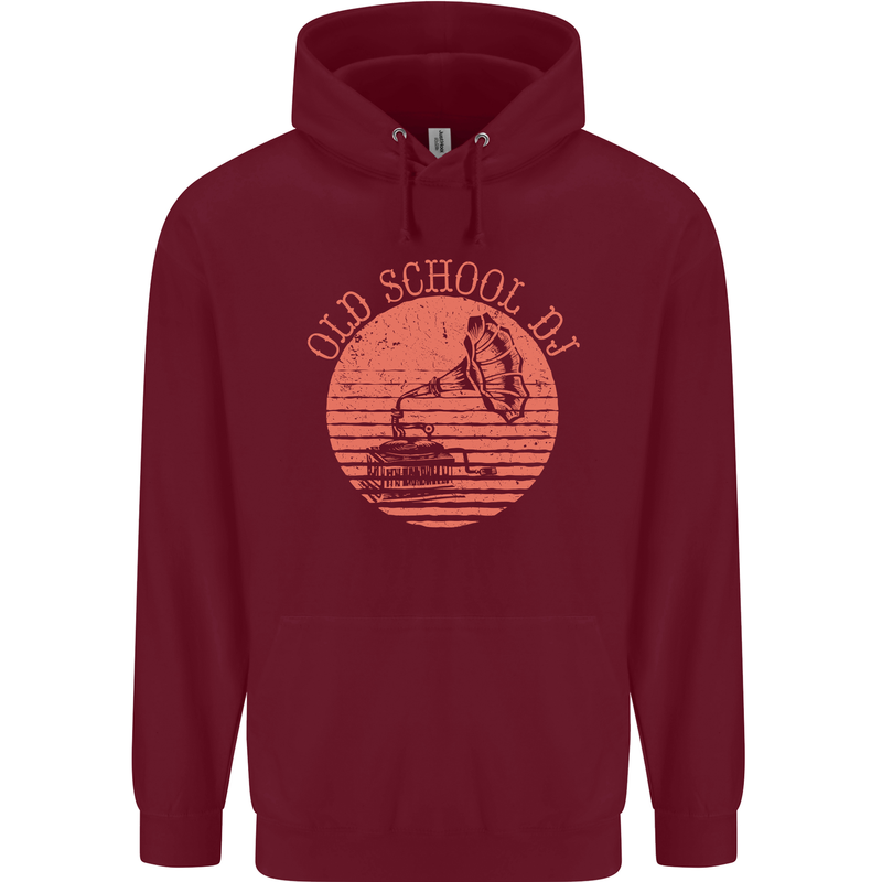 Old School DJ Gramaphone DJing Music Childrens Kids Hoodie Maroon