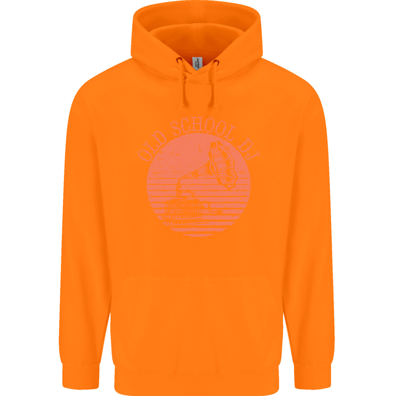 Old School DJ Gramaphone DJing Music Childrens Kids Hoodie Orange