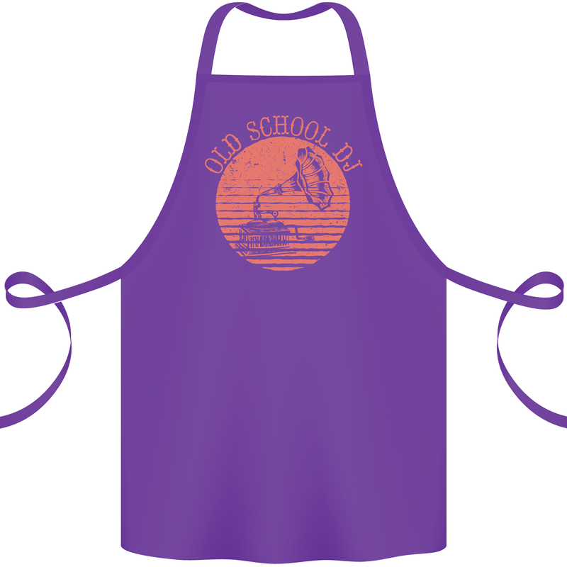 Old School DJ Gramaphone DJing Music Cotton Apron 100% Organic Purple