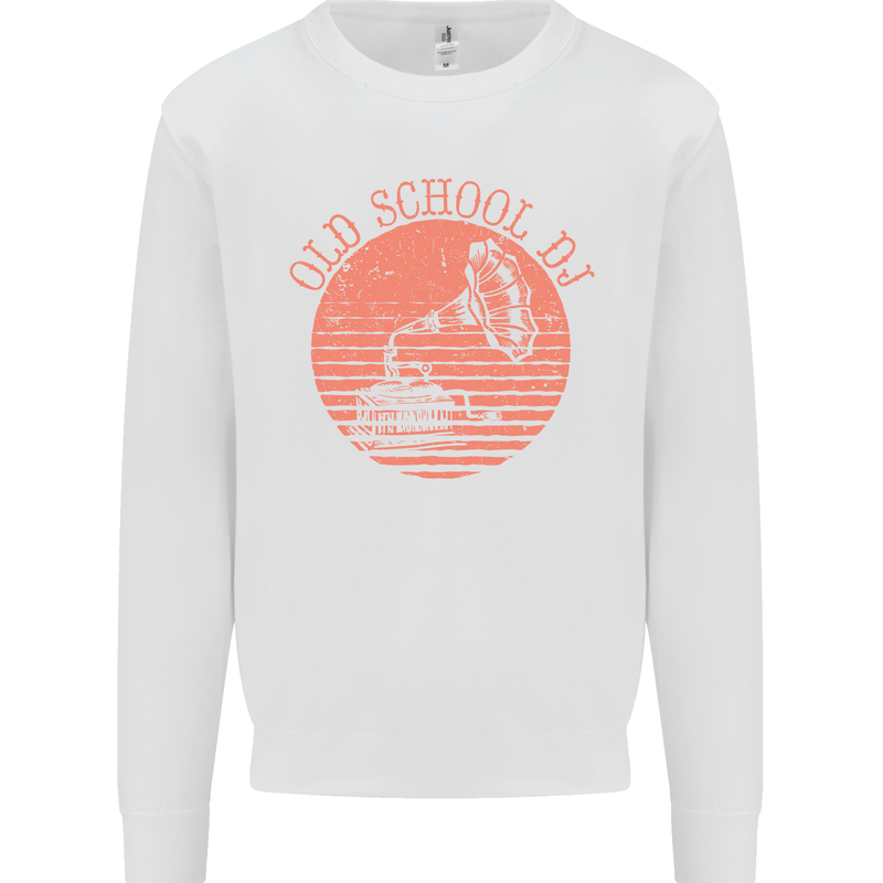 Old School DJ Gramaphone DJing Music Kids Sweatshirt Jumper White