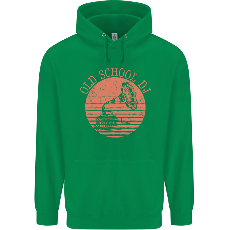 Old School DJ Gramaphone DJing Music Mens 80% Cotton Hoodie Irish Green