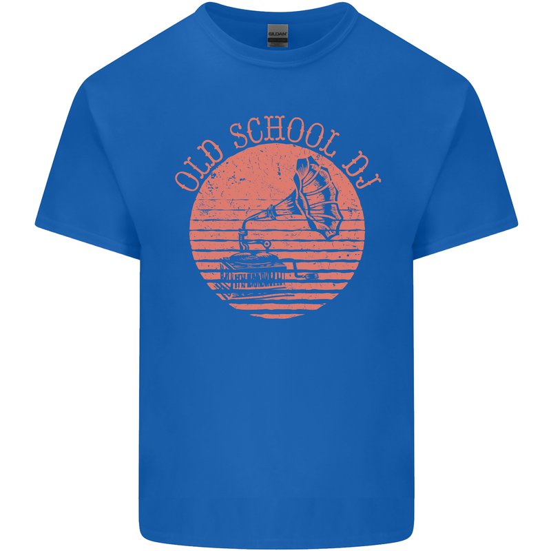 Old School DJ Gramaphone DJing Music Mens Cotton T-Shirt Tee Top Royal Blue