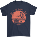 Old School DJ Gramaphone DJing Music Mens T-Shirt Cotton Gildan Navy Blue