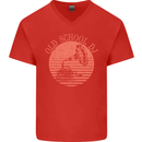 Old School DJ Gramaphone DJing Music Mens V-Neck Cotton T-Shirt Red