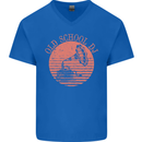 Old School DJ Gramaphone DJing Music Mens V-Neck Cotton T-Shirt Royal Blue