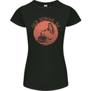Old School DJ Gramaphone DJing Music Womens Petite Cut T-Shirt Black