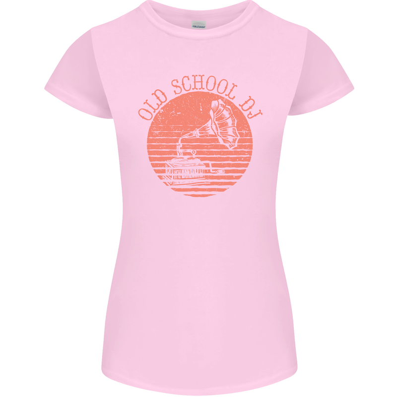 Old School DJ Gramaphone DJing Music Womens Petite Cut T-Shirt Light Pink