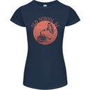 Old School DJ Gramaphone DJing Music Womens Petite Cut T-Shirt Navy Blue
