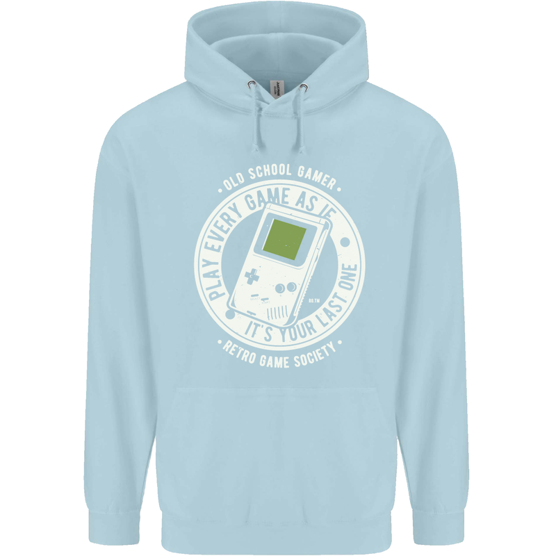 Old School Gamer Funny Gaming Childrens Kids Hoodie Light Blue