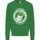 Old School Gamer Funny Gaming Kids Sweatshirt Jumper Irish Green
