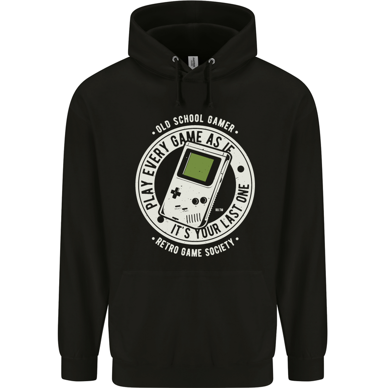 Old School Gamer Funny Gaming Mens 80% Cotton Hoodie Black