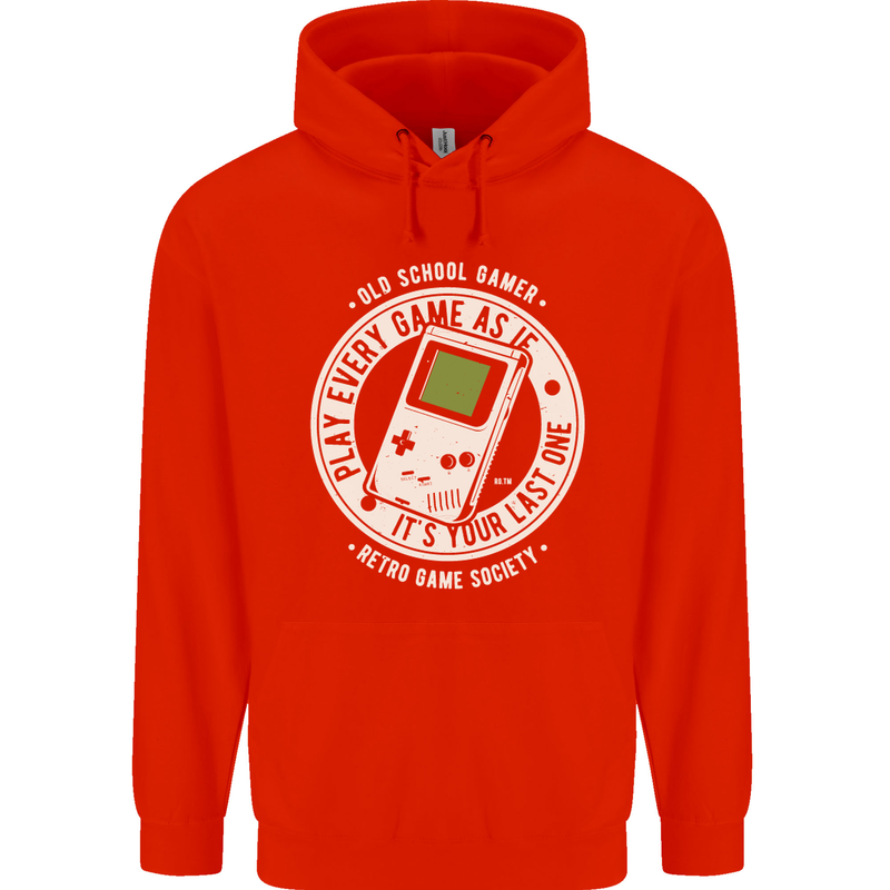 Old School Gamer Funny Gaming Mens 80% Cotton Hoodie Bright Red
