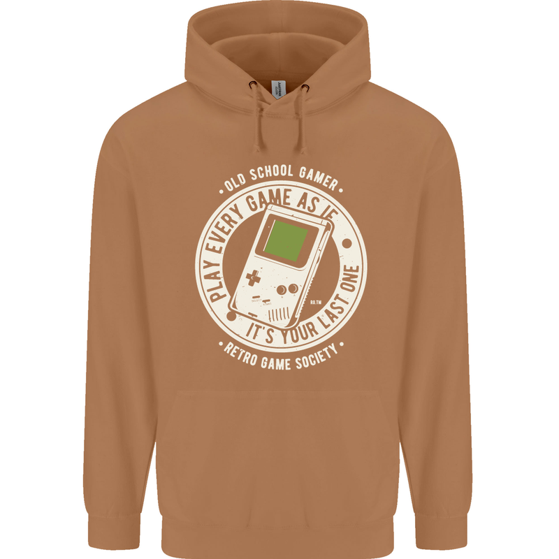 Old School Gamer Funny Gaming Mens 80% Cotton Hoodie Caramel Latte